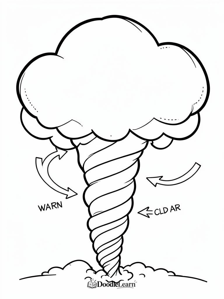 Free printable How a Tornado Forms coloring page for kids