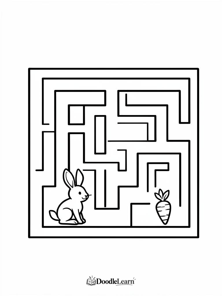 Free printable Rabbit and Carrot printable worksheet for kids