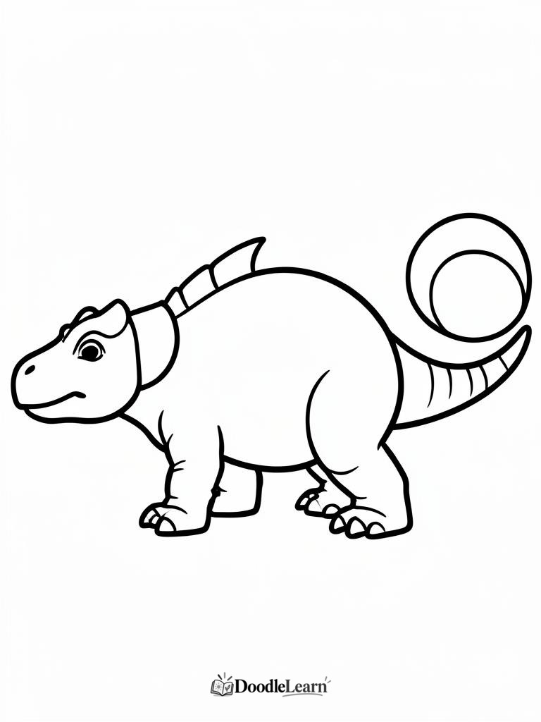 Simple Ankylosaurus coloring page for toddlers and preschoolers