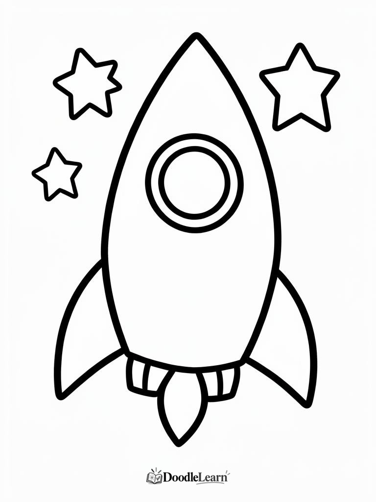 Free printable Simple Rocket coloring page for kids