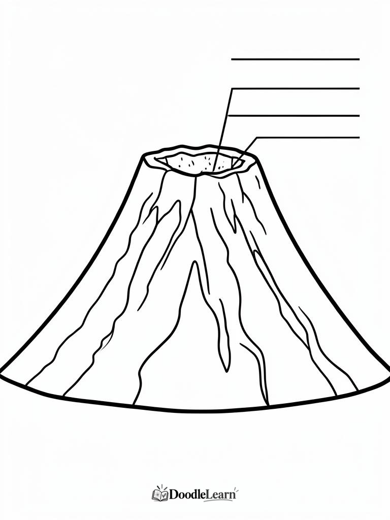 Free printable Island Volcano coloring page for kids