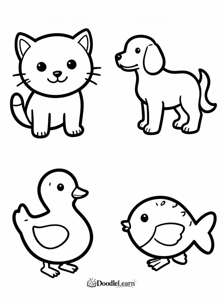 Free printable First Animals coloring page for kids