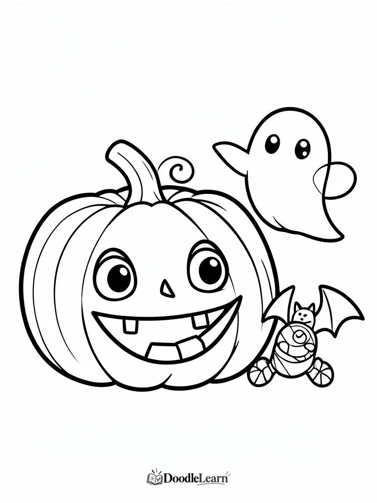 Free printable Friendly Halloween coloring page for kids