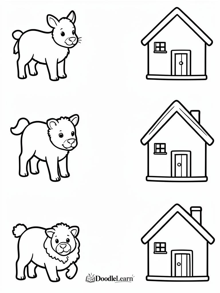 Free printable Match Animal to Home printable worksheet for kids
