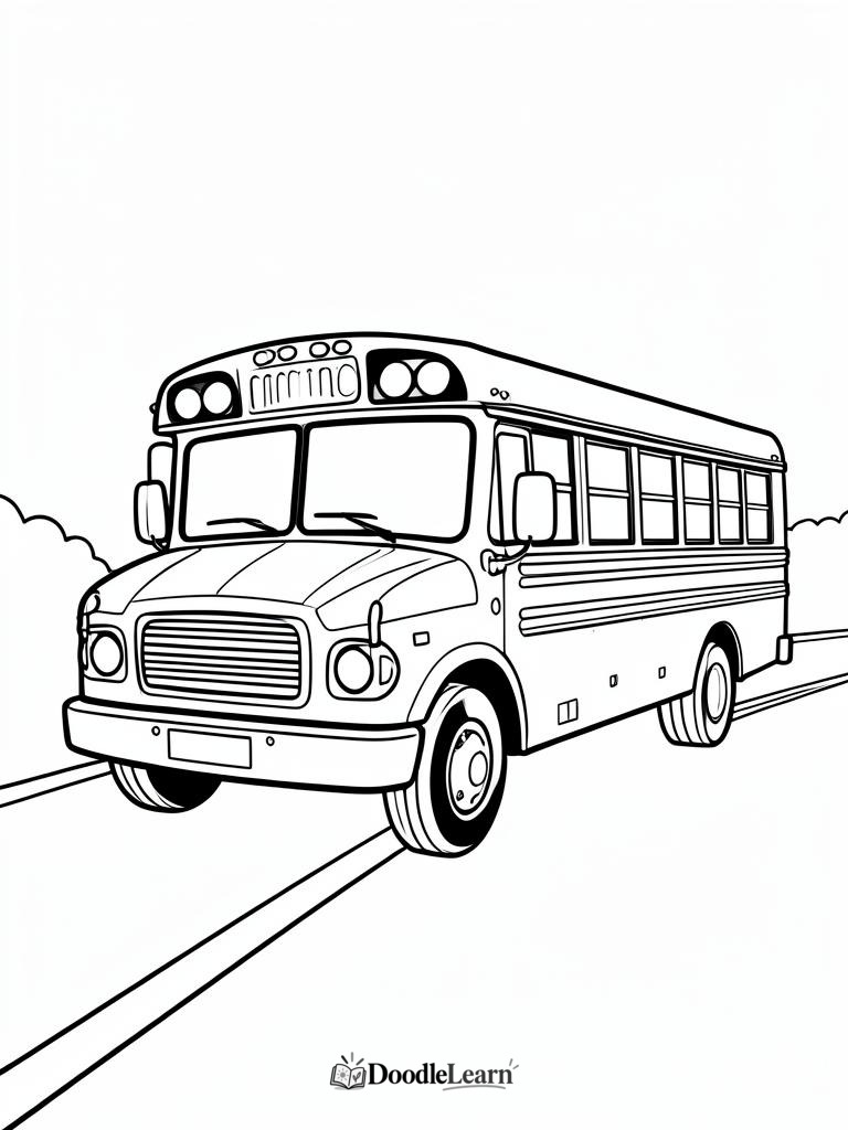Free printable School Bus coloring page for kids