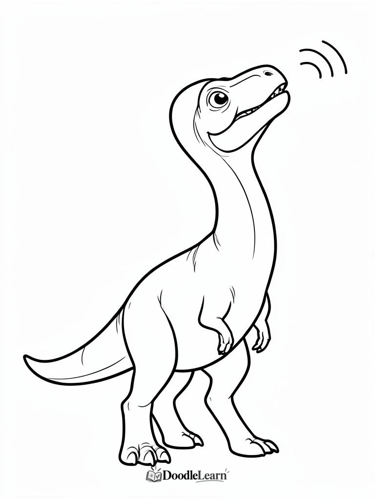 Parasaurolophus calling with its head raised printable coloring page
