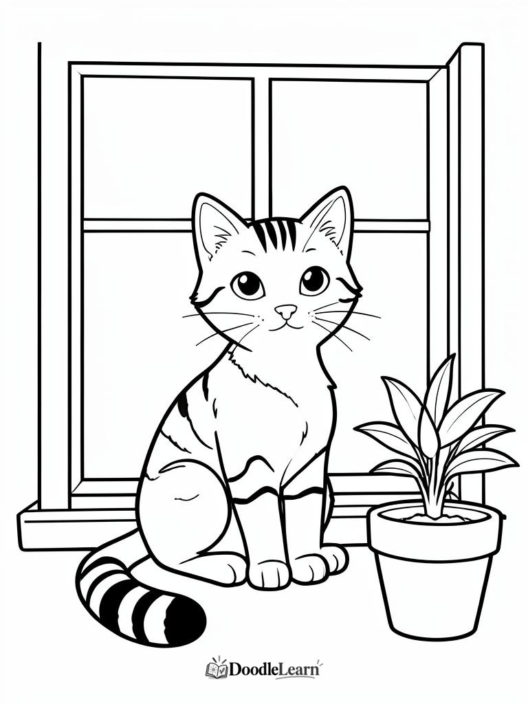 Free printable Sunny Window coloring page for kids