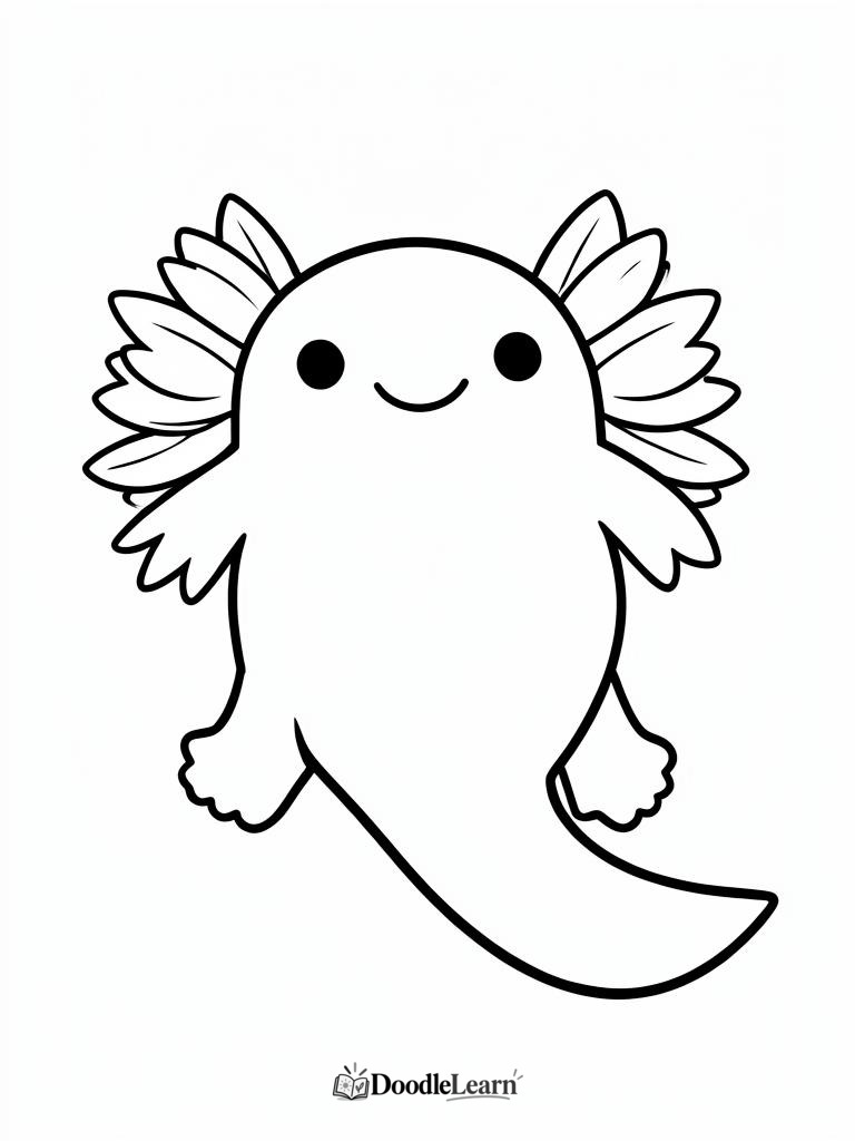 Free printable Simple Axolotl coloring page for kids