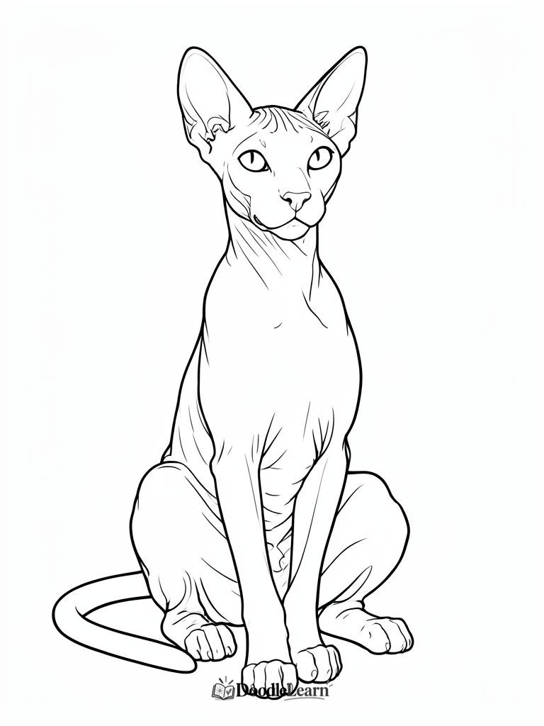 Free printable sphynx cat coloring page for kids