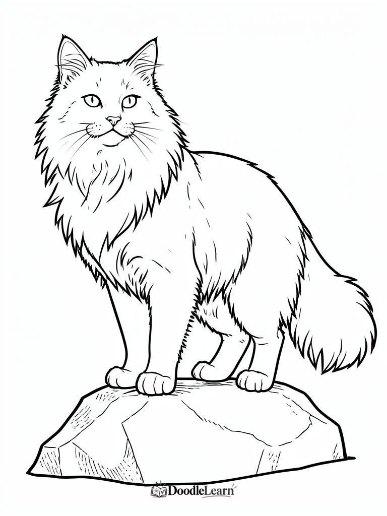 Free printable norwegian forest cat coloring page for kids