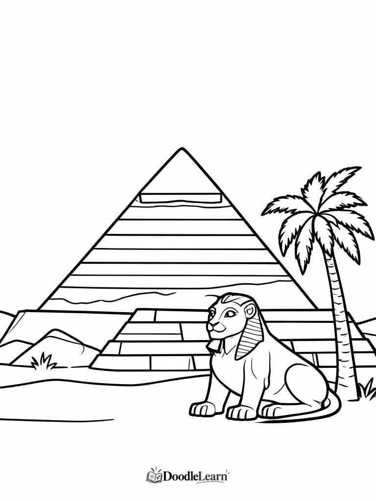 Free printable Egyptian Pyramids coloring page for kids