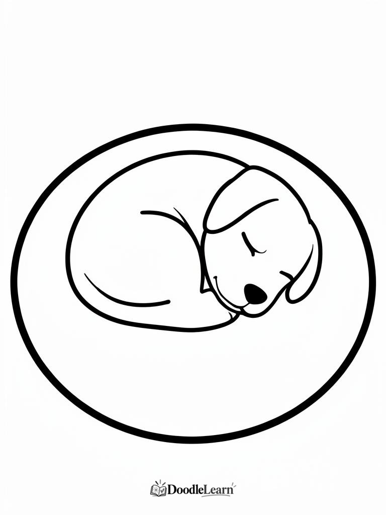 Free printable sleeping puppy coloring page for kids