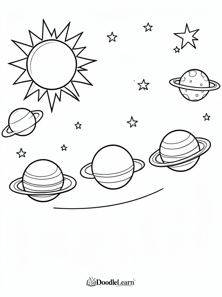 Free printable The Solar System coloring page for kids