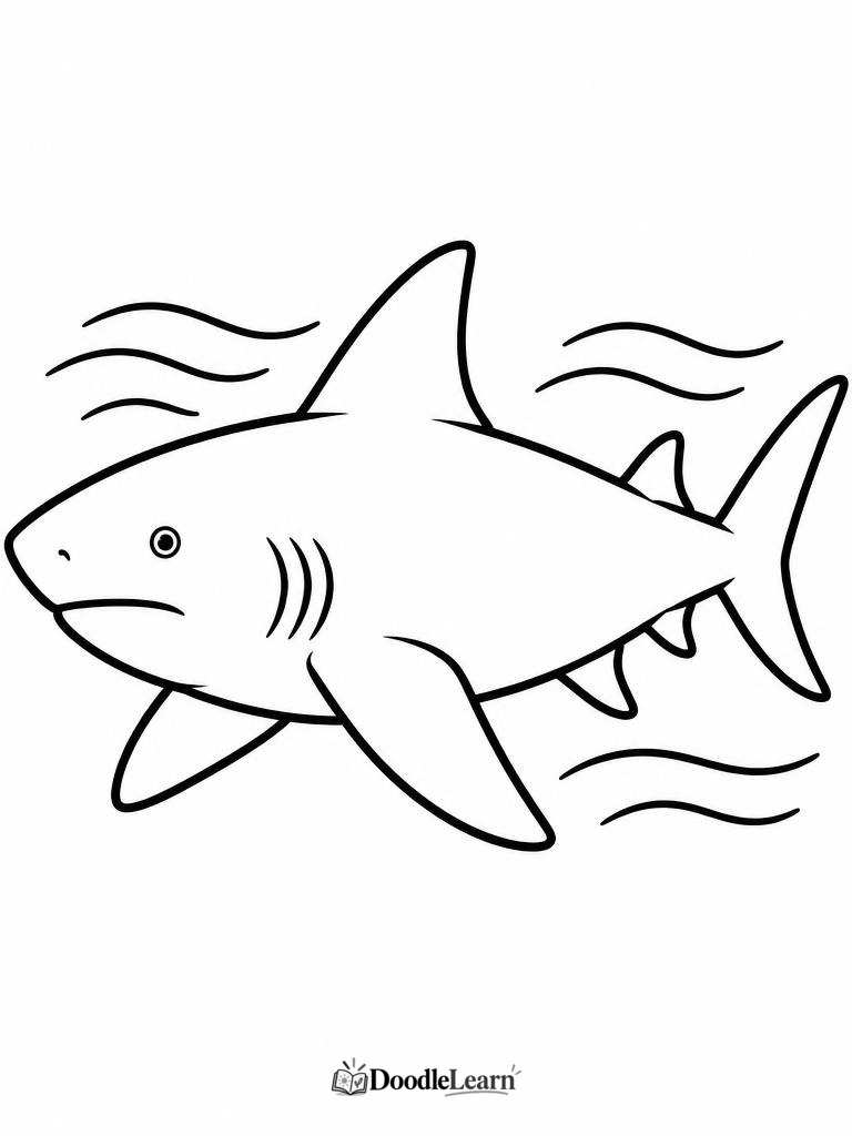 Bull shark printable coloring page showing its stocky body and short snout