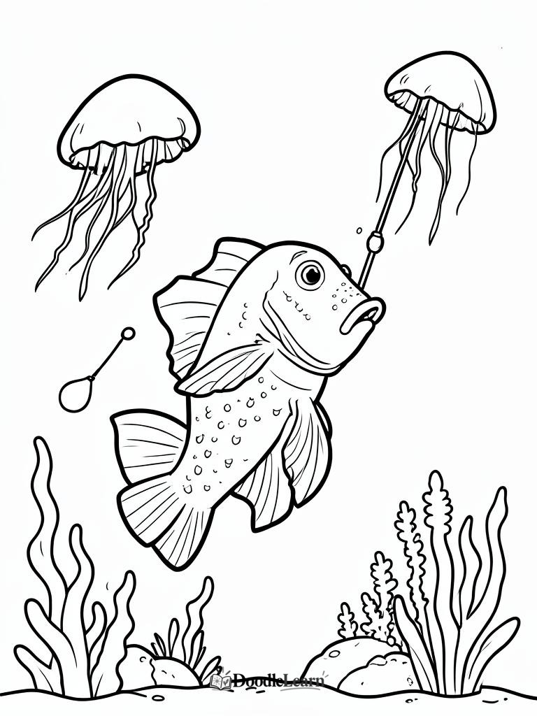 Free printable Jellyfish Drift coloring page for kids