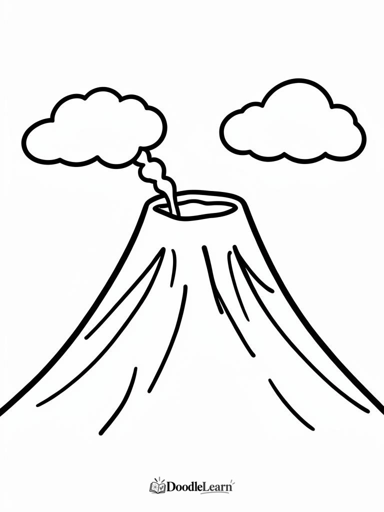 Free printable Simple Volcano coloring page for kids
