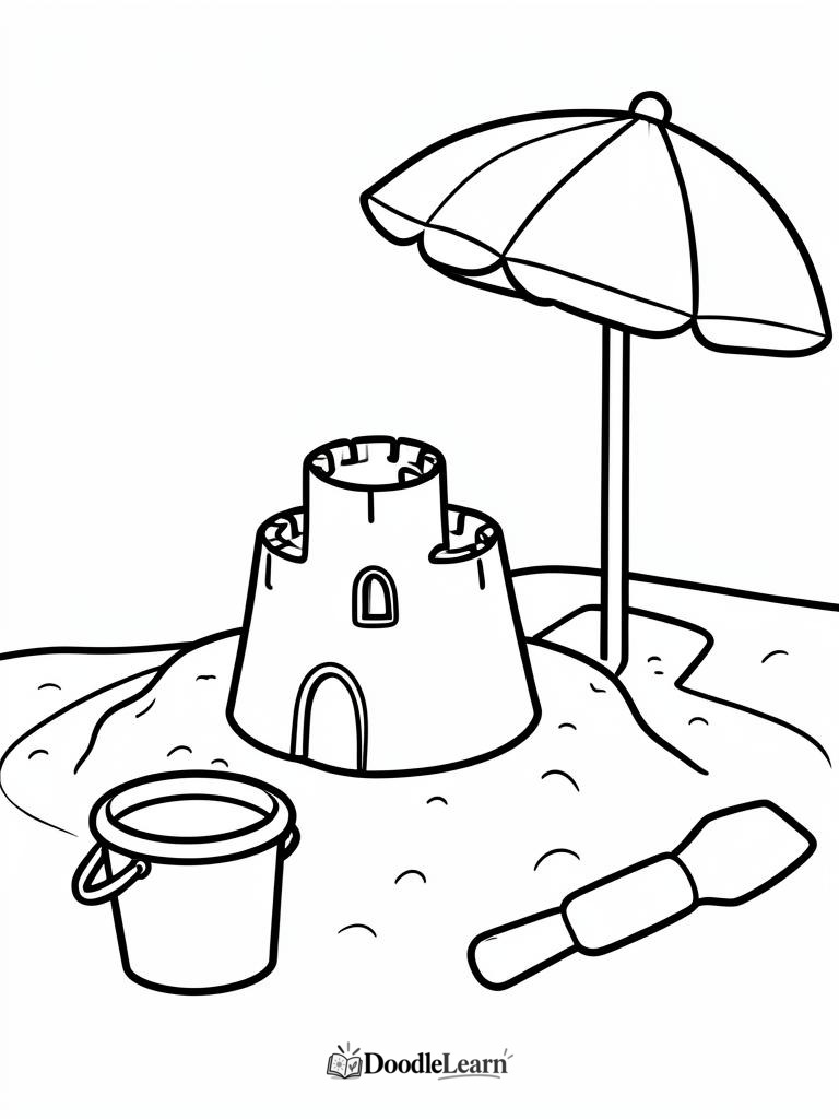 Free printable Summer Beach coloring page for kids