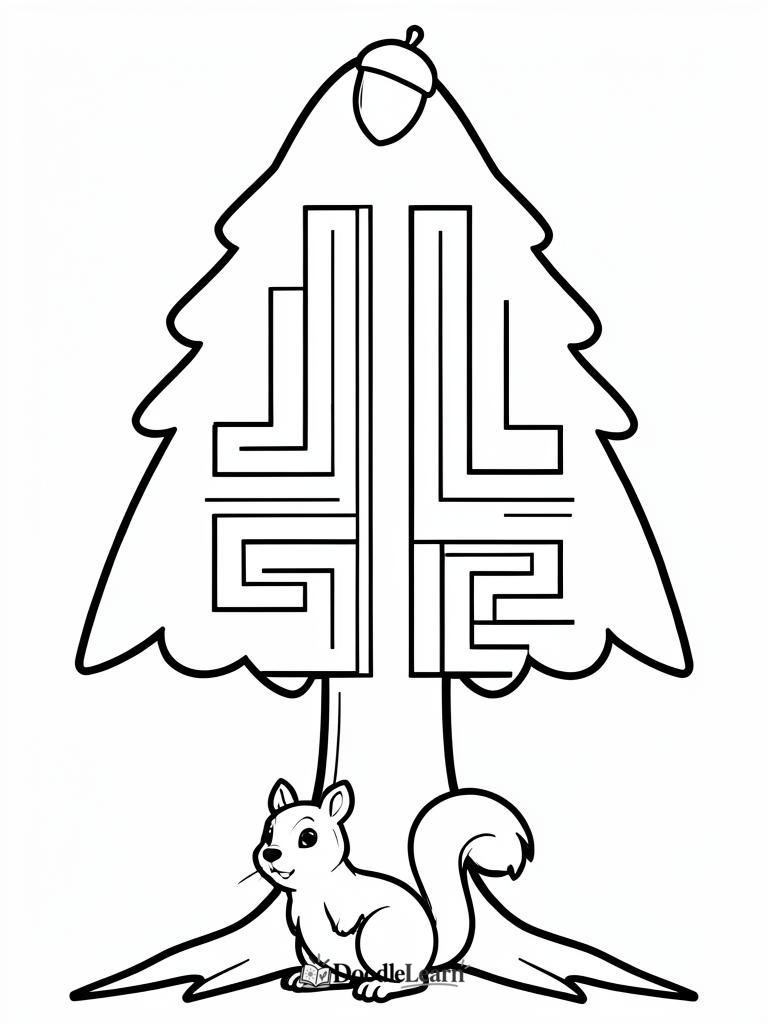 Free printable Squirrel and Acorn printable worksheet for kids