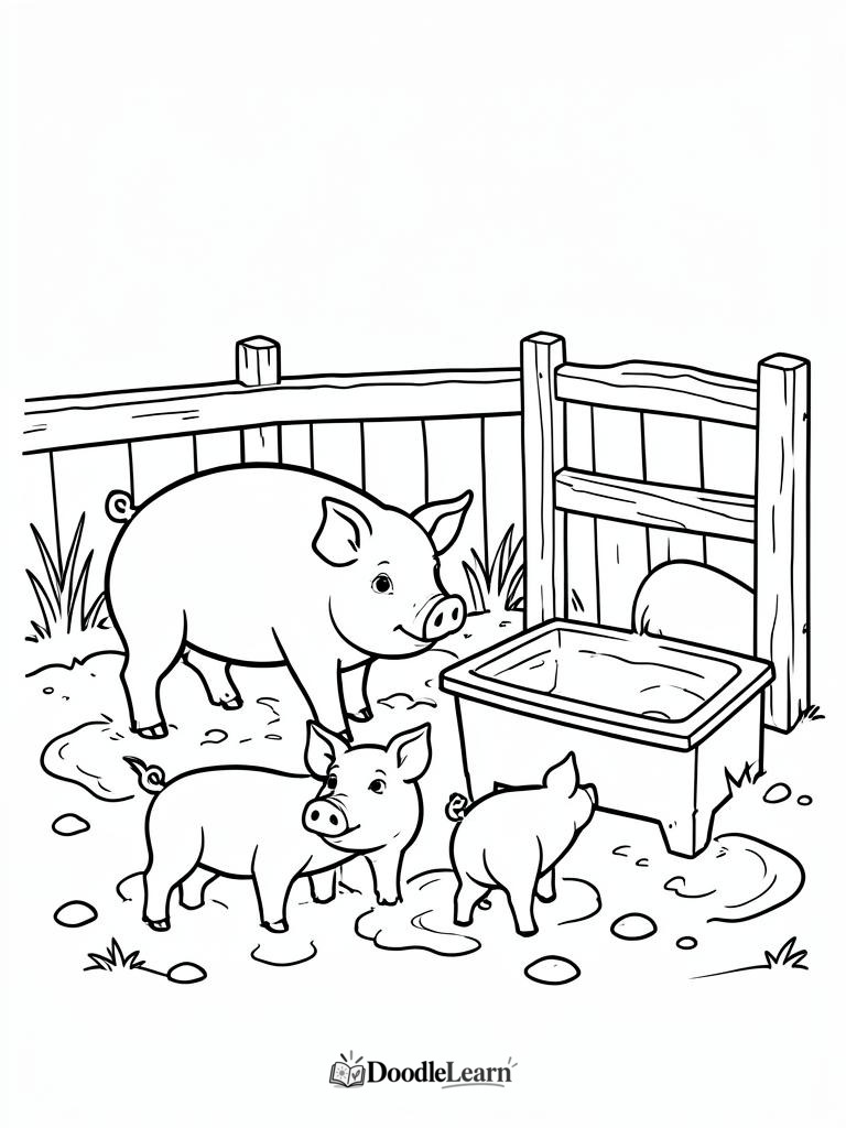Free printable Barn and Tractor coloring page for kids