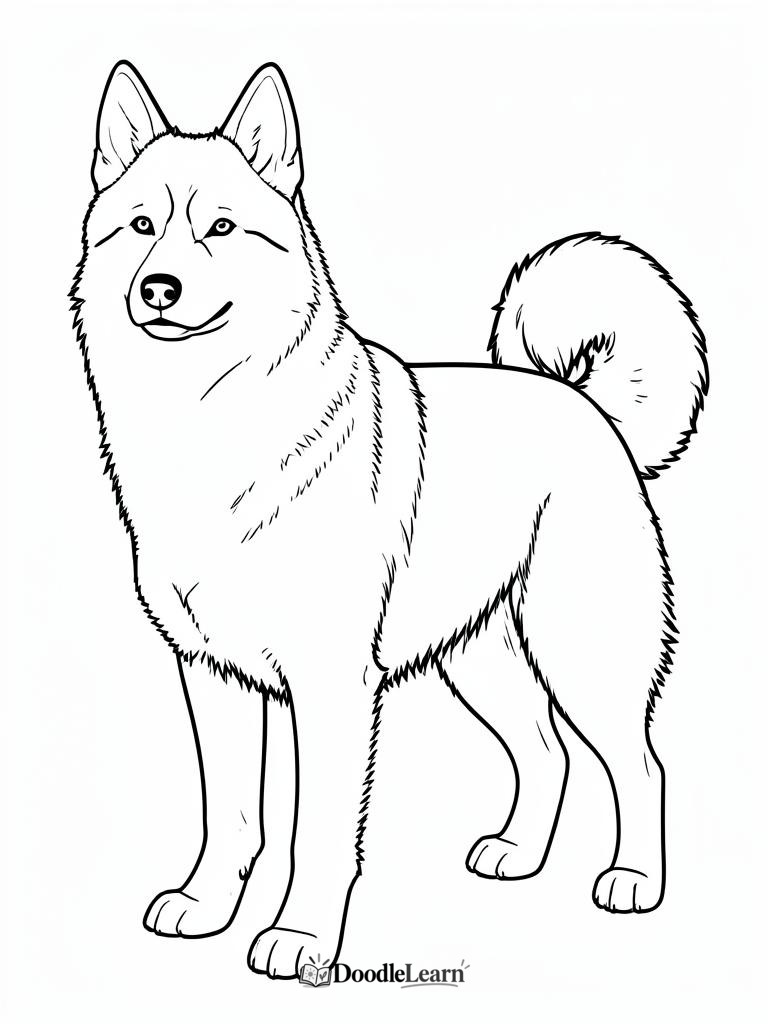 Free printable siberian husky coloring page for kids