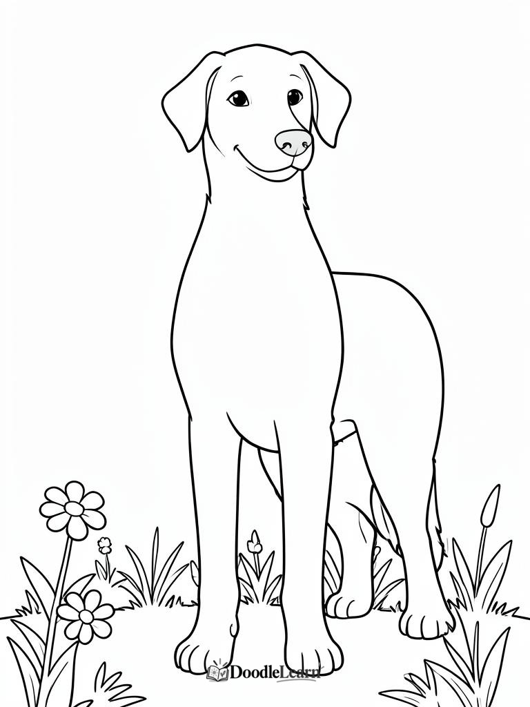 Free printable great dane coloring page for kids