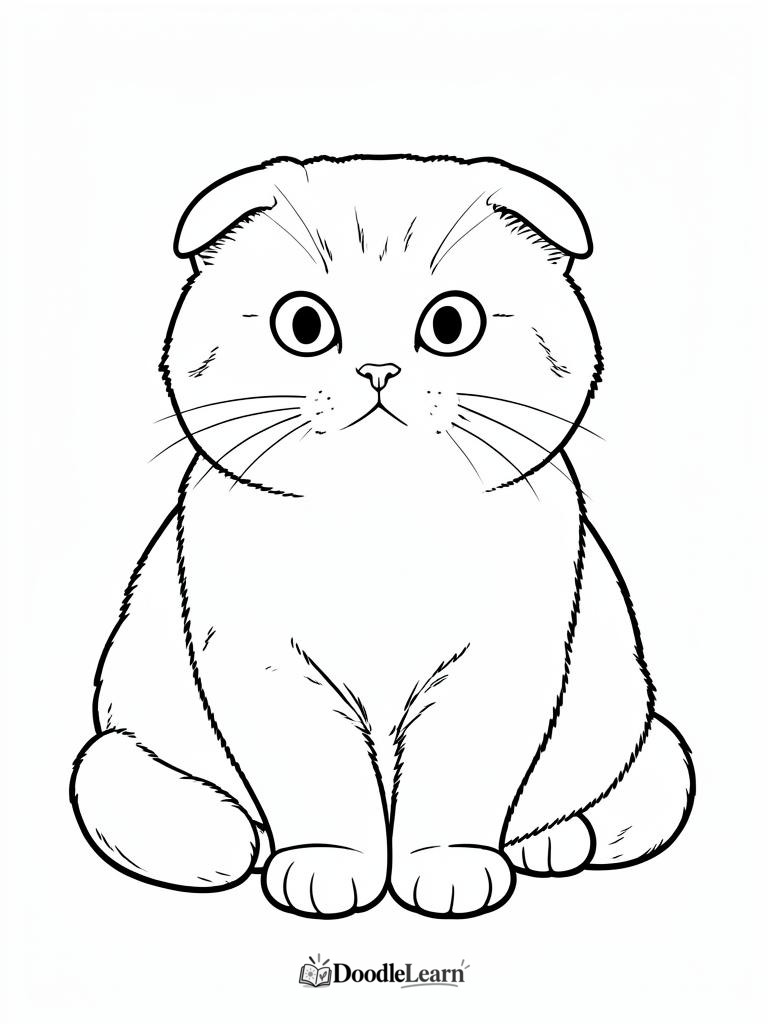 Free printable scottish fold coloring page for kids