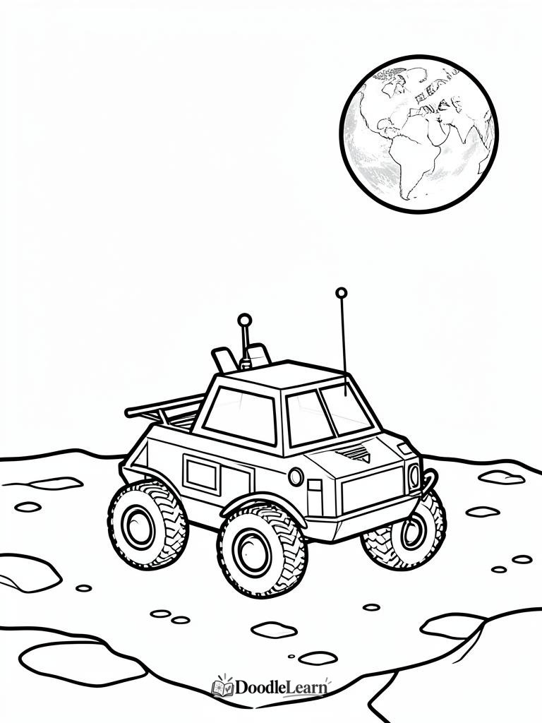 Free printable Space Station coloring page for kids