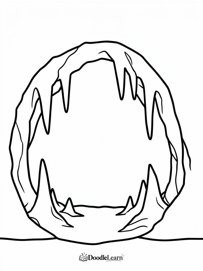 Free printable Cave with Stalactites coloring page for kids
