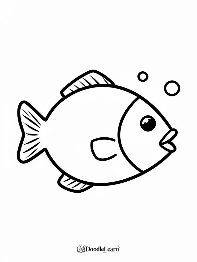 Free printable Happy Fish coloring page for kids