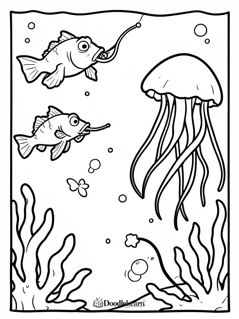 Free printable Deep Sea Creatures coloring page for kids