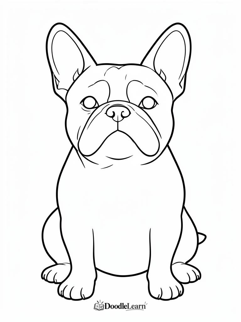 Free printable french bulldog coloring page for kids
