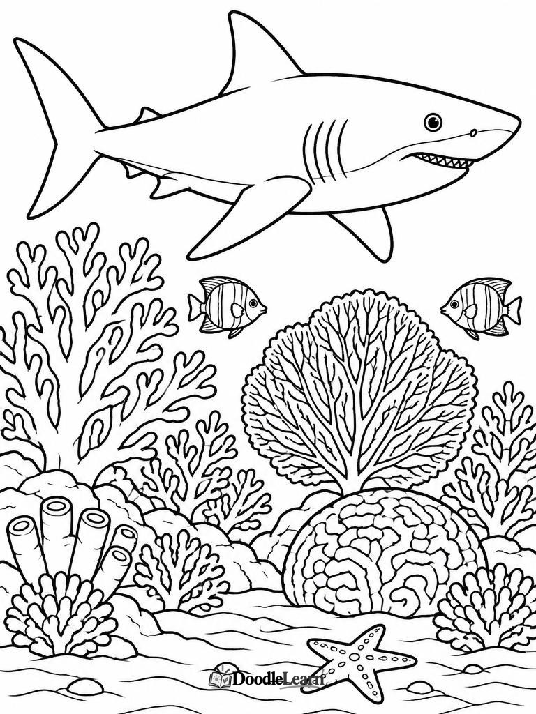 Sharks and Ocean Life Coloring Pages — free printable coloring pages for kids