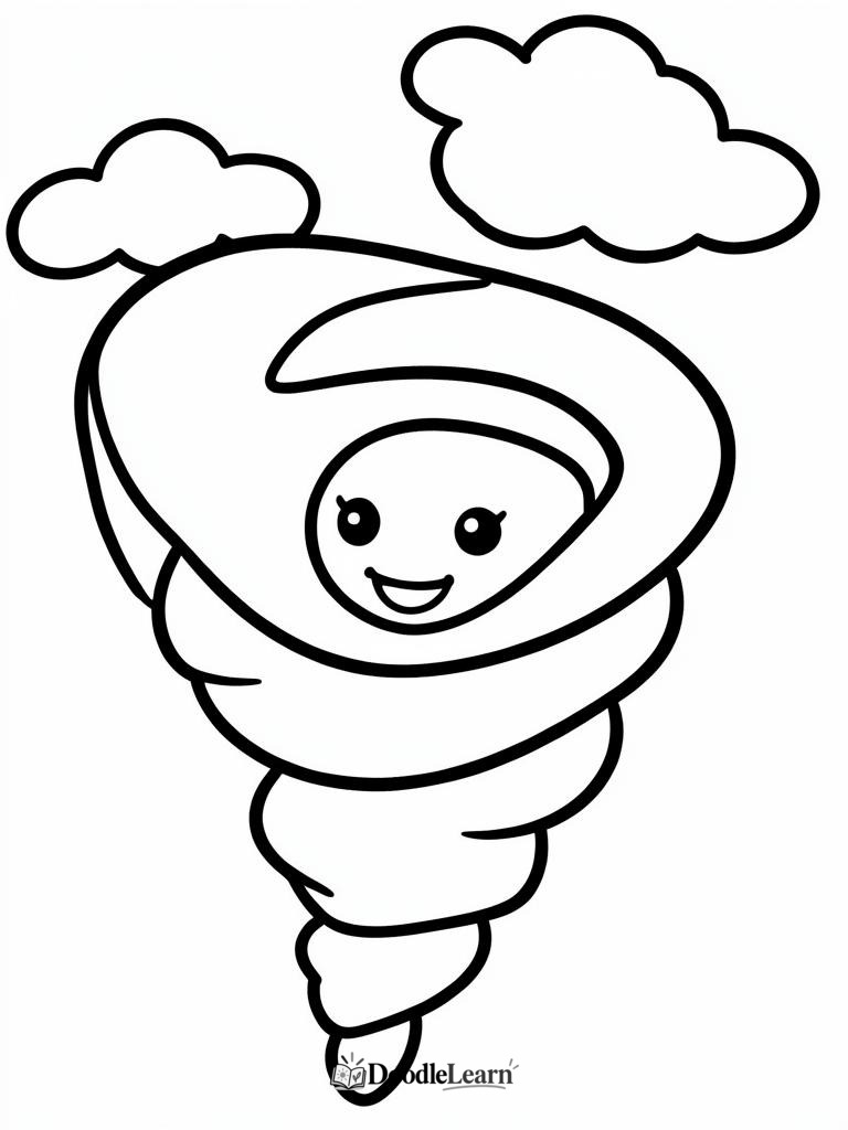 Free printable Simple Tornado coloring page for kids