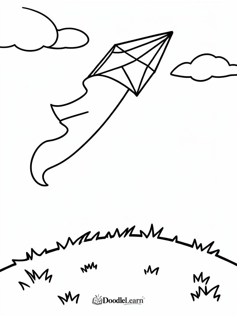 Free printable Windy Kite Day coloring page for kids