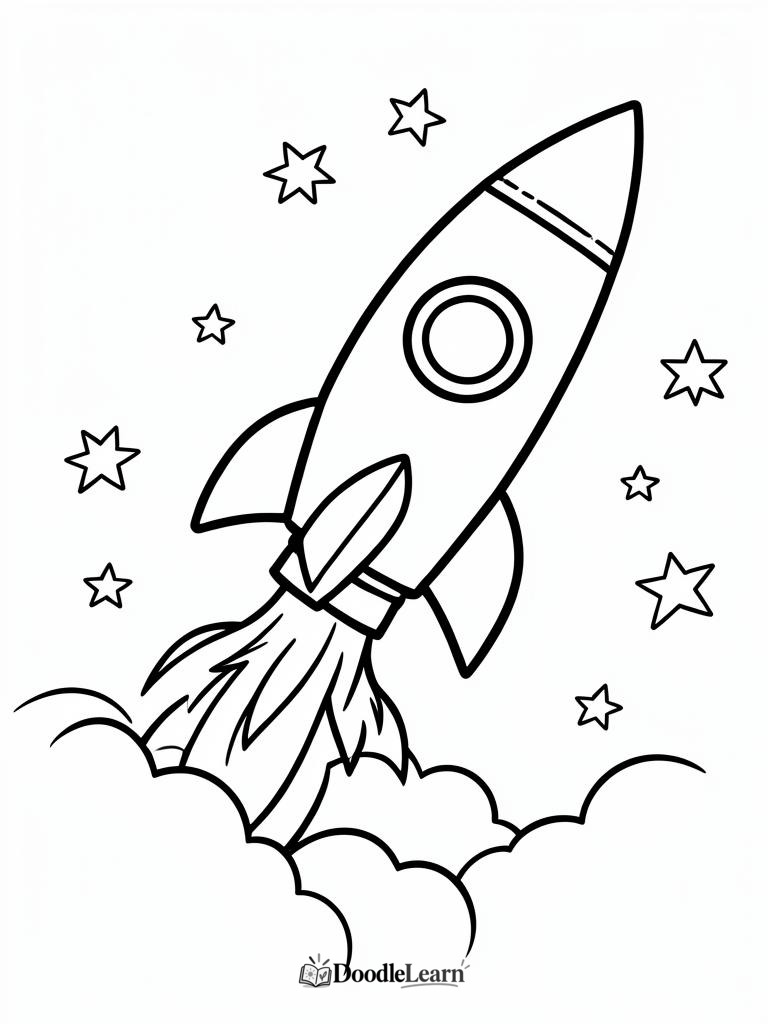 Free printable Rocket Launch coloring page for kids
