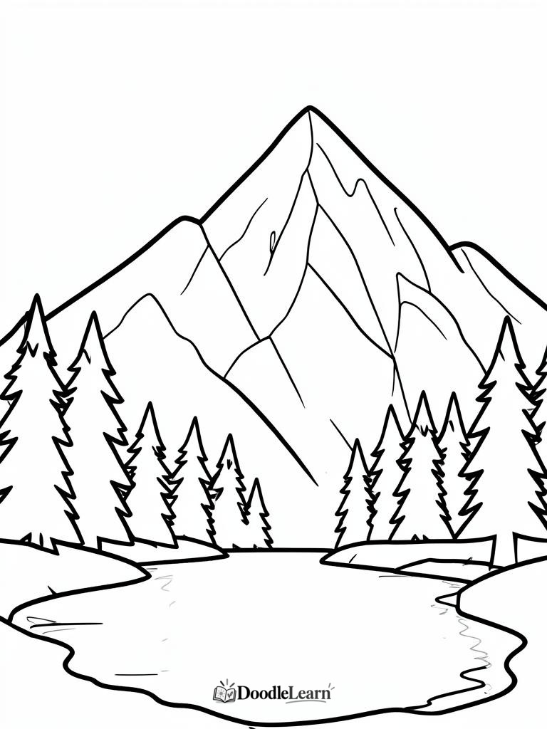 Free printable Mountain View coloring page for kids
