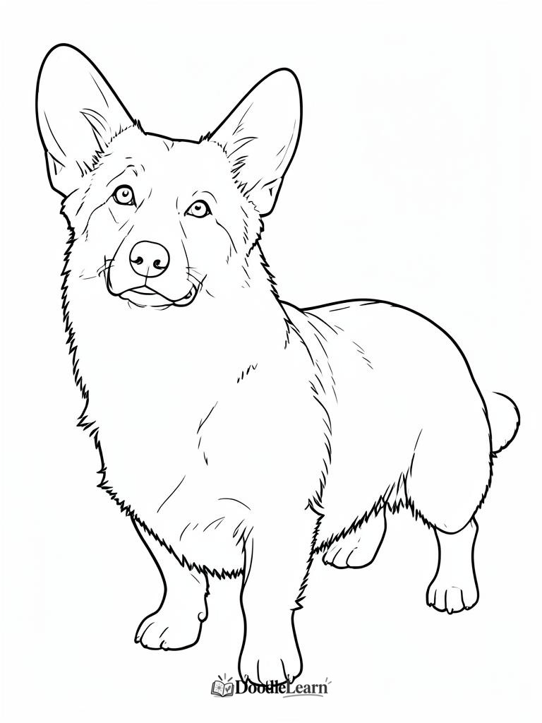 Free printable corgi coloring page for kids