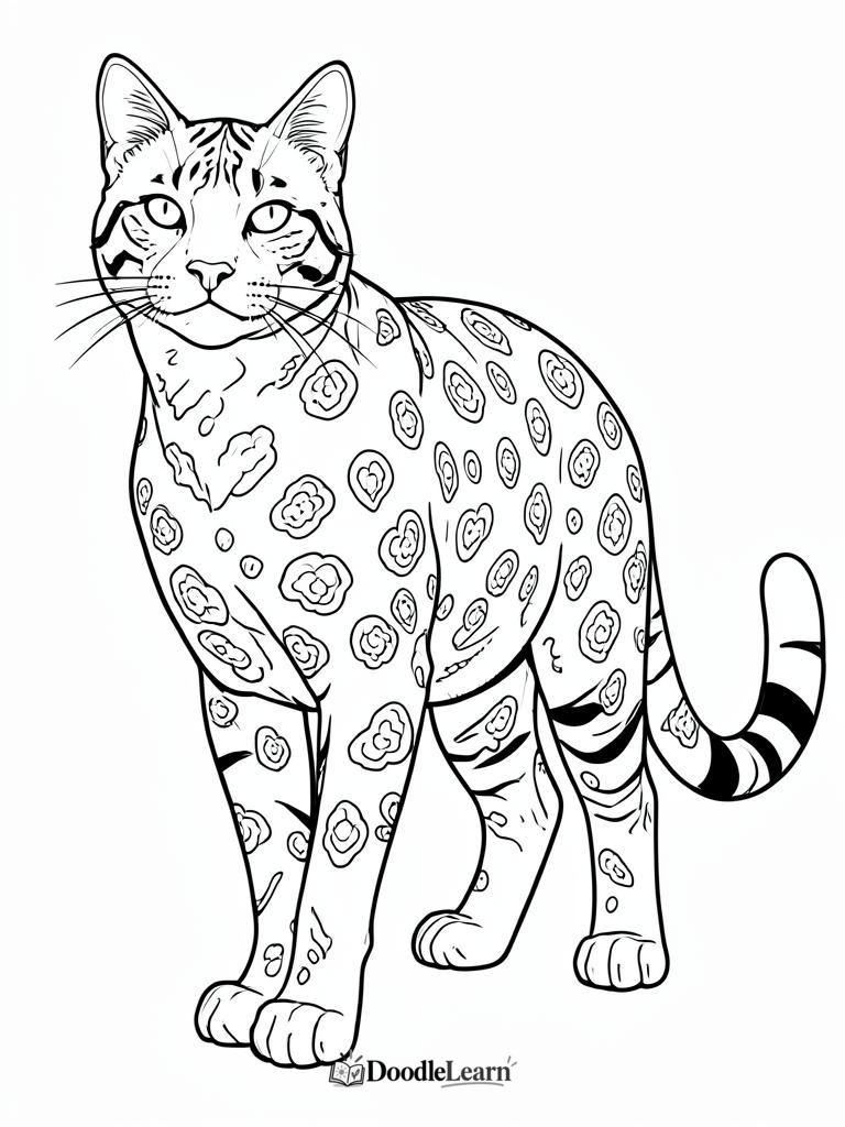 Free printable bengal cat coloring page for kids