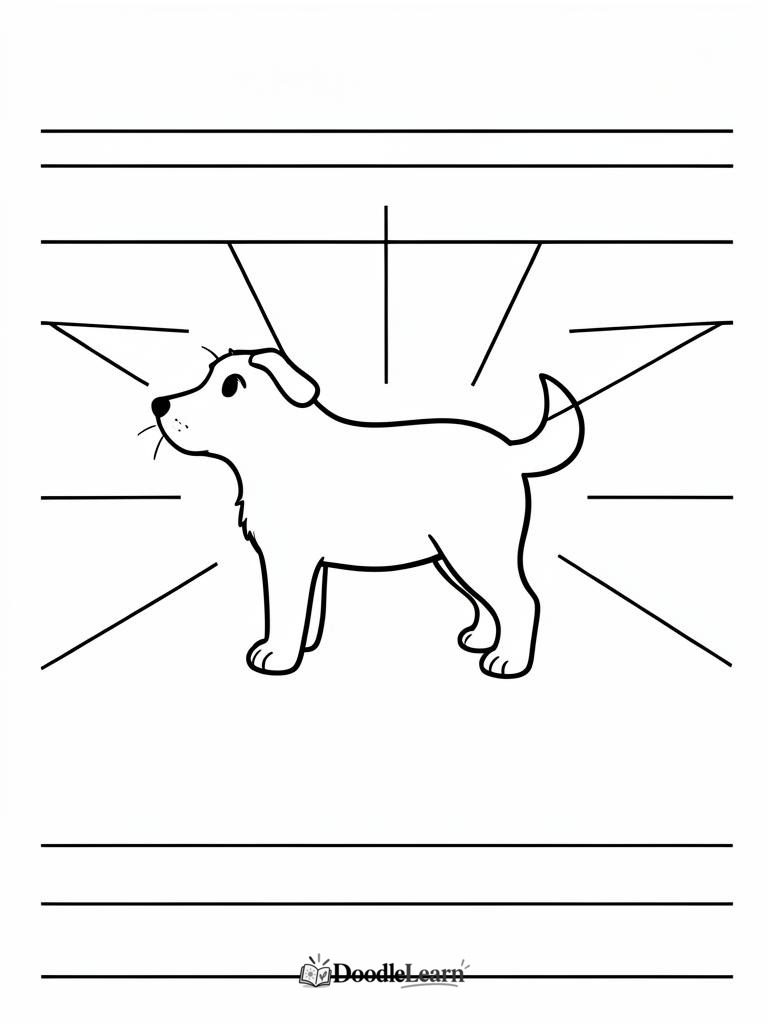 Free printable parts of a dog labelling coloring page for kids