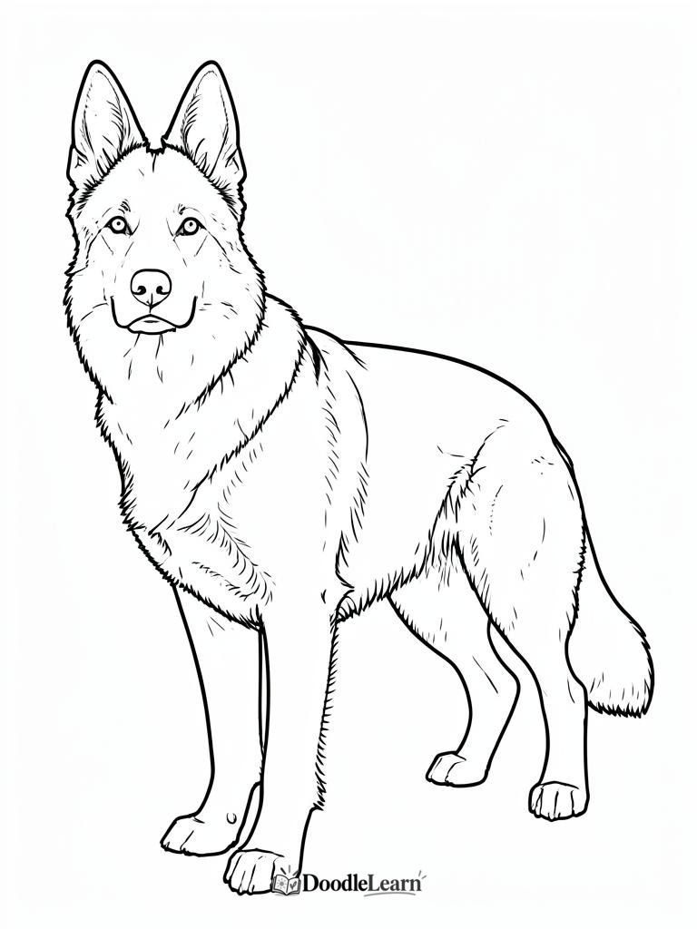 Free printable german shepherd coloring page for kids