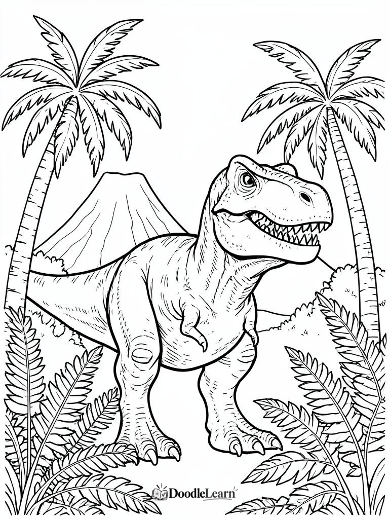Free printable Tyrannosaurus Rex coloring page for kids
