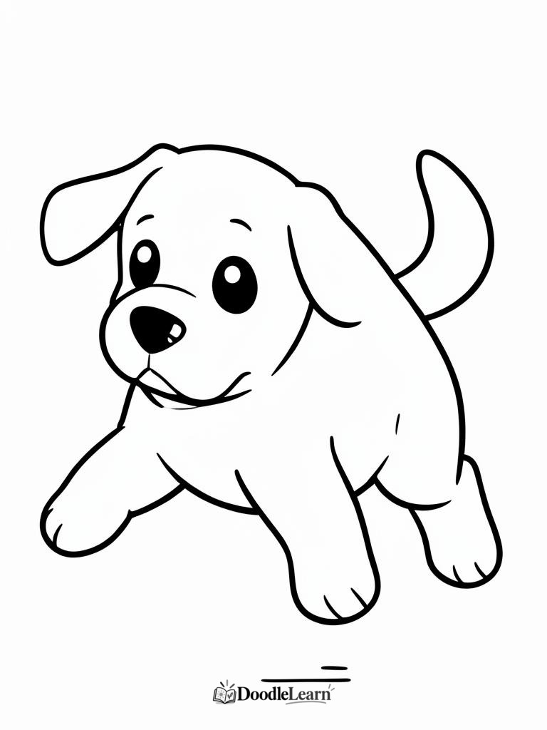 Free printable playful puppy coloring page for kids