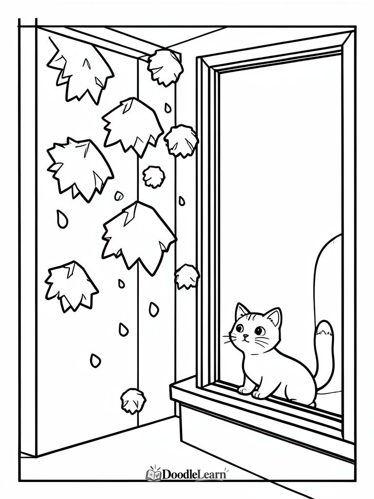 Free printable Windy Day coloring page for kids