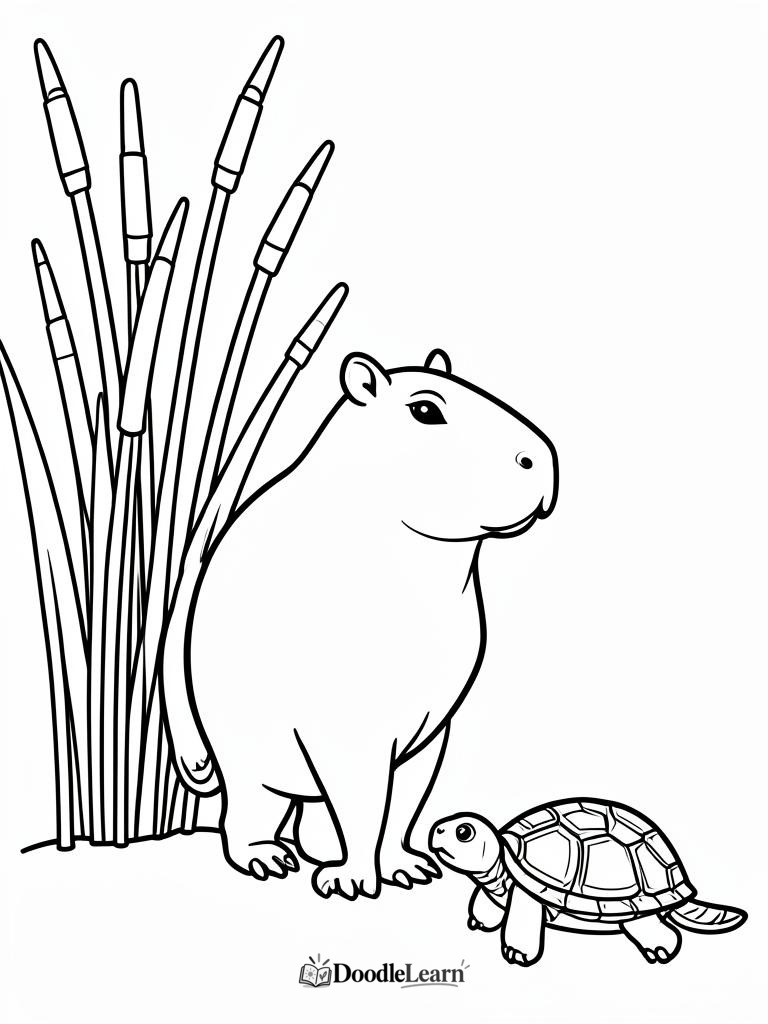 Free printable Walking Through Reeds coloring page for kids