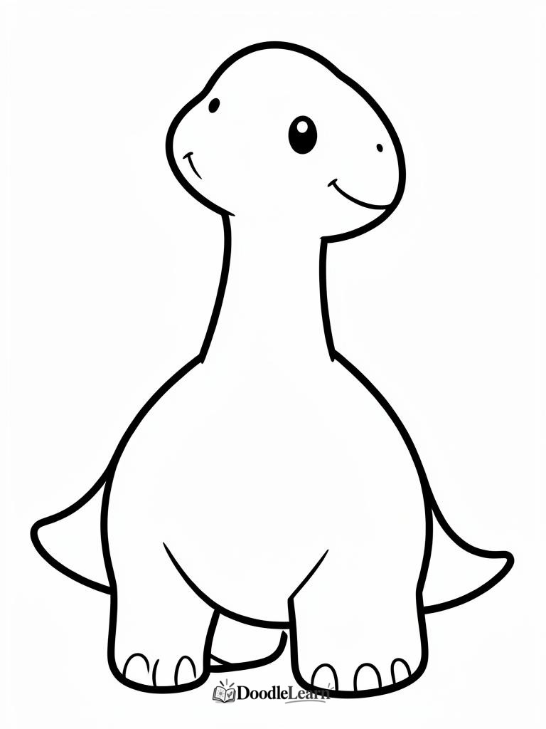 Free printable baby Brachiosaurus coloring page for toddlers