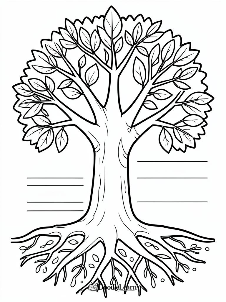 Free printable Parts of a Tree coloring page for kids