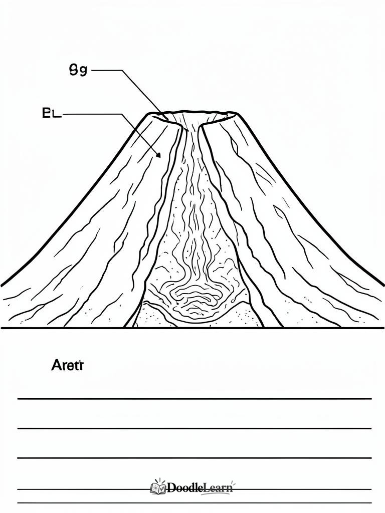 Free printable Inside a Volcano coloring page for kids