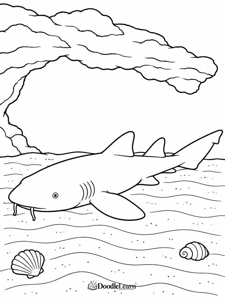 Nurse shark resting on the seafloor printable coloring page