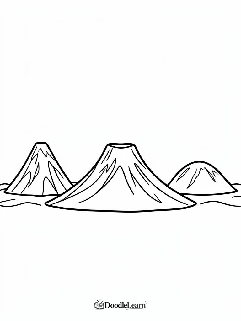 Free printable Sleeping Volcano coloring page for kids