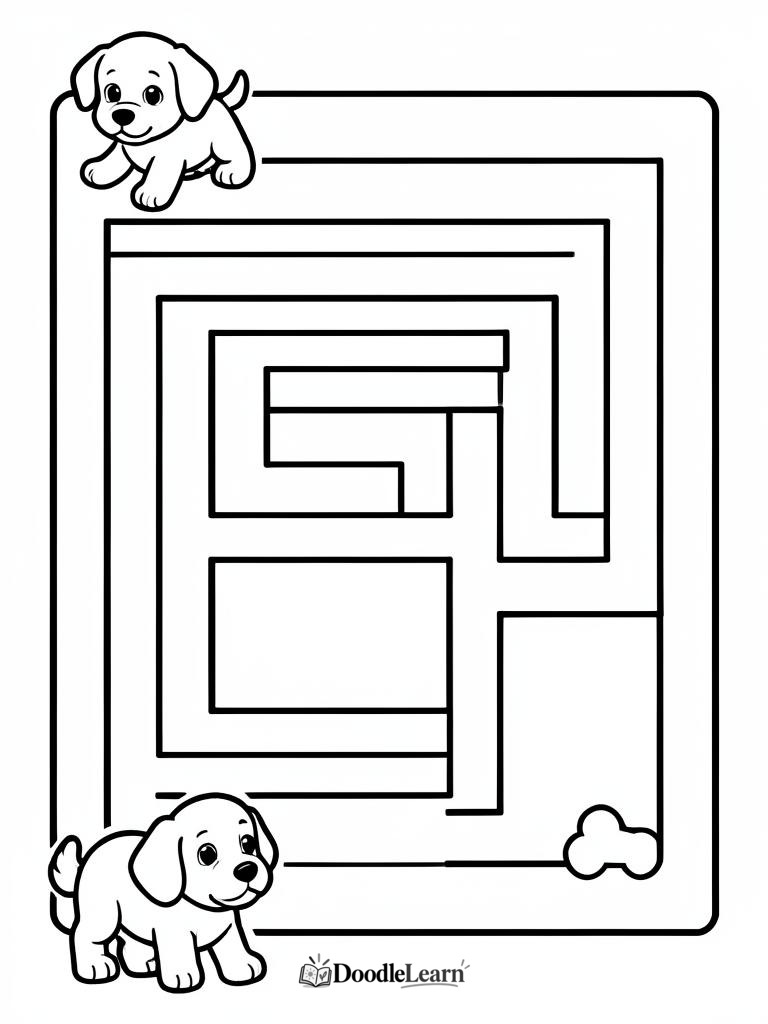Free printable Puppy and Bone printable worksheet for kids